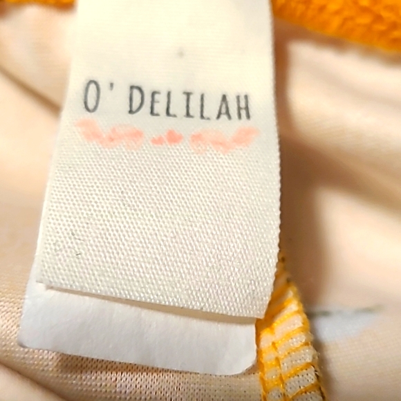 O'Delilah cute floral romper dress S Yellow spaghetti straps lace on back summer - Picture 7 of 8